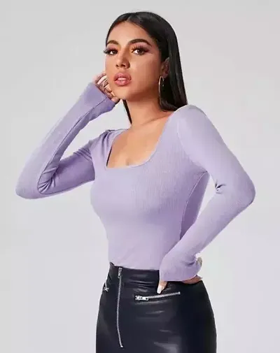 deep neck full sleeve crop top