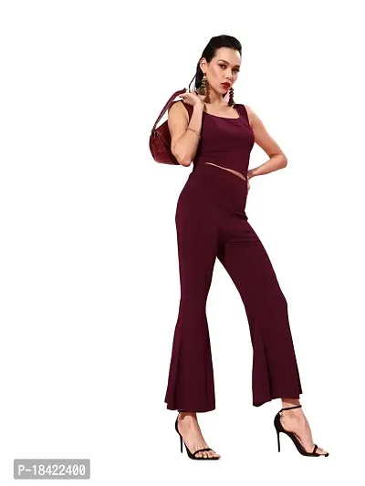 Great Choice Solid Full Set Sleeveless Top And Bottom Trousers For Women