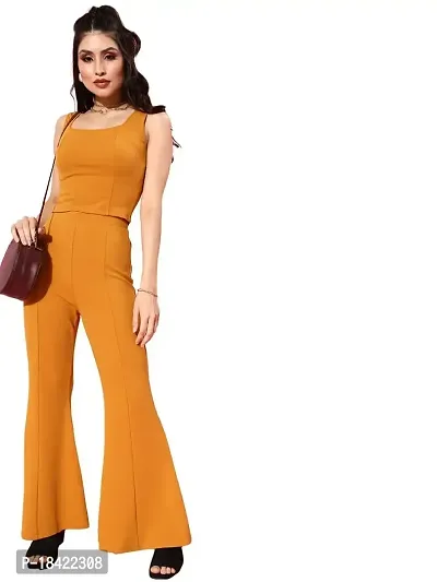 Great Choice Solid Full Set Sleeveless Top And Bottom Trousers For Women