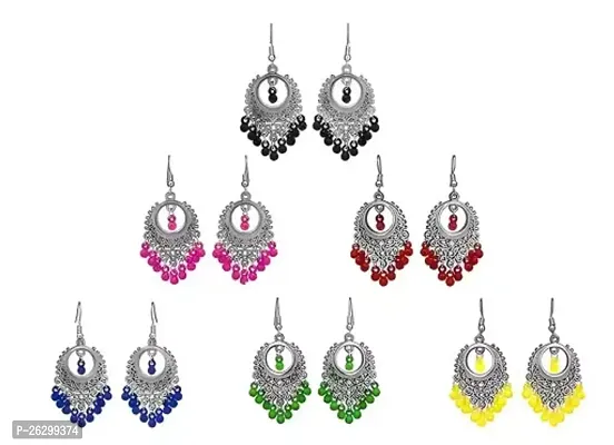 Elegant Alloy Agate Chandbalis For Women And Girls-6 Pairs