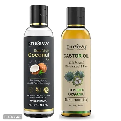 Eneeva Coconut hair oil with Castor oil 100% Pure HAir growth oil ( Pack of -2 )