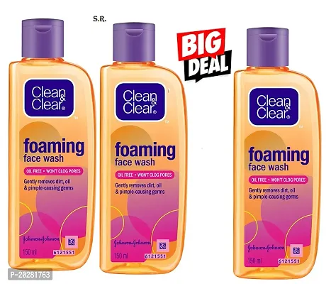 Clean  Clear Foaming face Wash 150 ml  (Pack Of -3)-thumb0