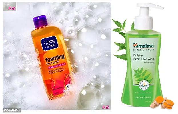 Clean  Clear Foaming Face Wash 150 ml  Himaliya Purifying Neem Face Wash 200mml Combo Pack-thumb0