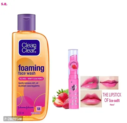 Clean  Clear Foaming Face Wash 150ml (Pack Of-1)  Lipbam  Free