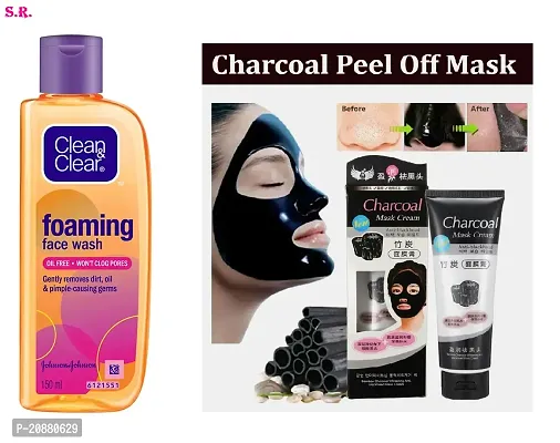 Clean  Clear Foaming Face Wash 150ml  Charcoal  Peel Off Mask 100ml