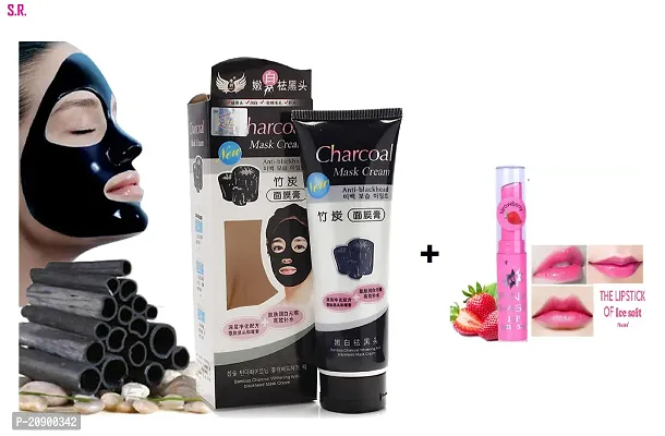 Charcoal Peel Off Mask Cream 100ml (Pack Of-1) THE Lipstic  Combo Pack-thumb0