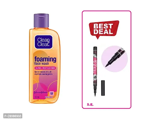 Clean  Clear Foaming face Wash 150 ml , Eye Liner Combo Pack