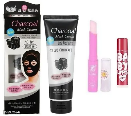Charcoal Peel Off Mask Clean Face 100 ml Pink Lip balm   baby Lip Balm Combo Pack-thumb0