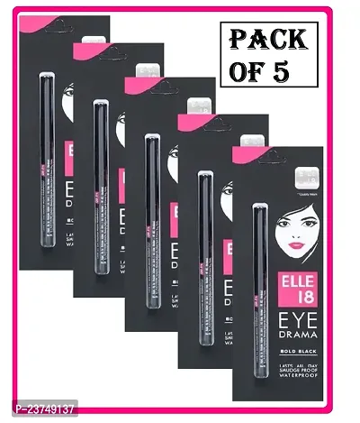 ELLE 18 Drama Kajal 22 Hr Water Proof Kajal  (Pack Of-5)-thumb0