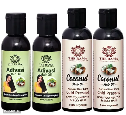 The Rama Adivasi Hair Oil 50 ml (Pack Of-2) And The Rama Coconut Hair Oil 100 ml (Pack Of-2)