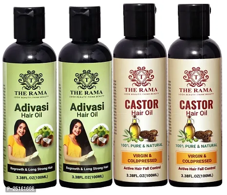 The Rama Adivasi Hair Oil 100 ml (Pack Of-2) And The Rama  Castor  Hair Oil 50 ml (Pack Of-2)-thumb0