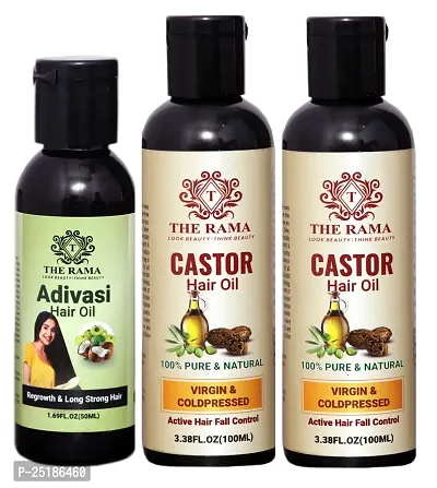 The Rama Adivasi Hair Oil  50 ml With The Rama Castor Hair Oil 100 ml (Pack Of-2)-thumb0