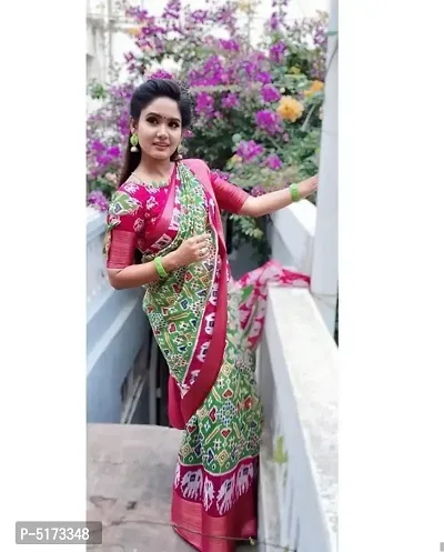 Attractive Cotton Blend Printed Saree with Blouse piece-thumb0