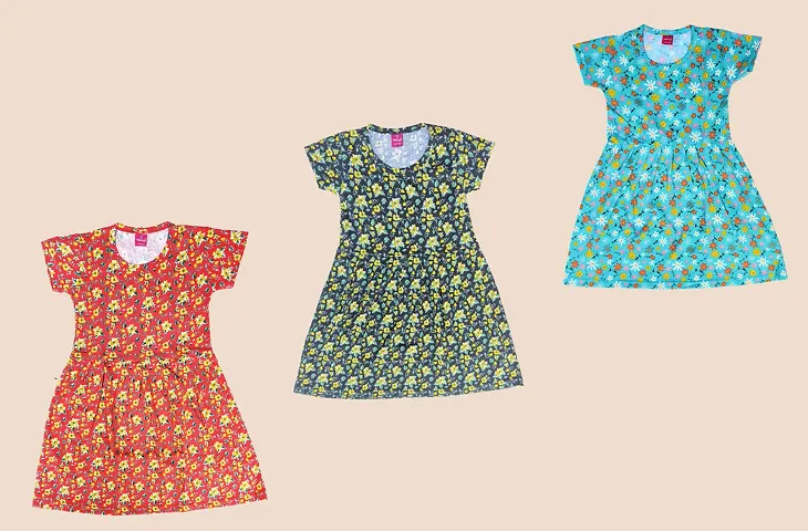 Classic Frocks for Kids Girls, Pack of 3