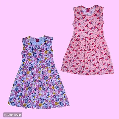 Stylish Cotton Printed Frocks for Girls Pack of 2