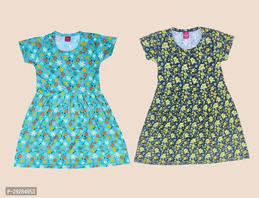 Stylish Cotton Printed Frocks for Girls Pack of 2-thumb0