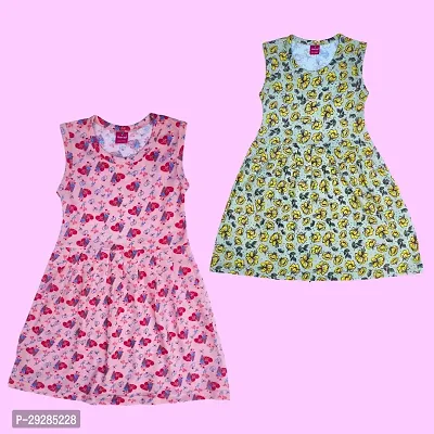 Stylish Cotton Printed Frocks for Girls Pack of 2-thumb0