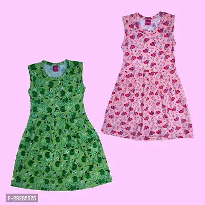 Stylish Cotton Printed Frocks for Girls Pack of 2-thumb0