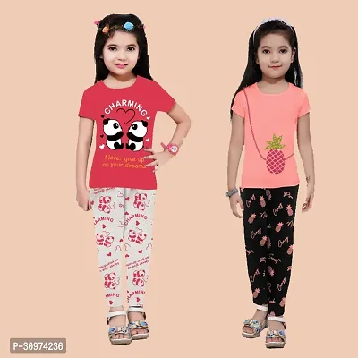 Girls Cotton Printed Top and Bottom Sets (Pack of 2 )-thumb0