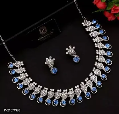 Stylish Brass Cubic Zirconia Jewellery Set For Women-thumb0