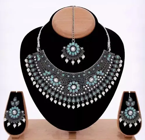 Partywear Alloy Beaded Necklace Sets