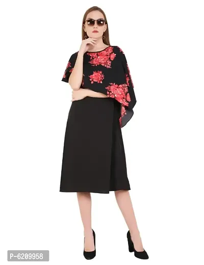 Stylish Asymmetric Cape Style Short Dress-thumb0