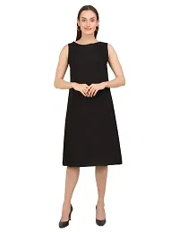 Trendy American Crepe Sleeveless Dress With Koti For Women And Girls-thumb1