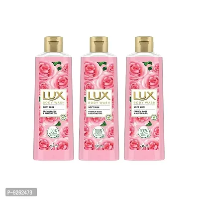 Lux French Rose  Almond Oil Body Wash - 245ml (Pack Of 3)