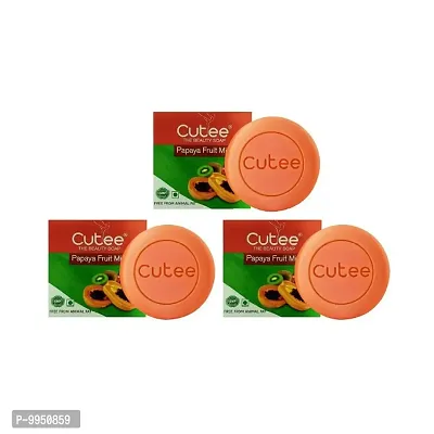 Cutee The Beauty Papaya Fruit Mix Soap - Pack Of 3 (100g)
