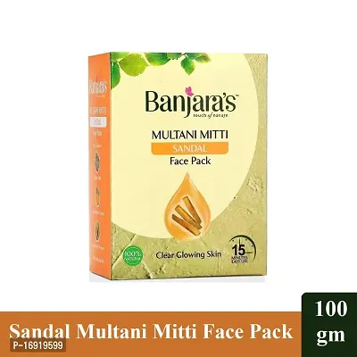 Banjaras Sandal Multani Mitti Face Powder - Pack Of 1 (100g)-thumb0