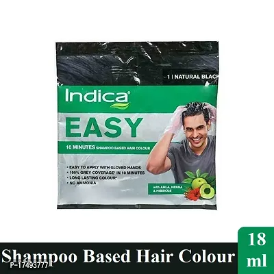 Indica Easy Shampoo Based Hair Colour Natural Black - Pack Of 1 (18ml)