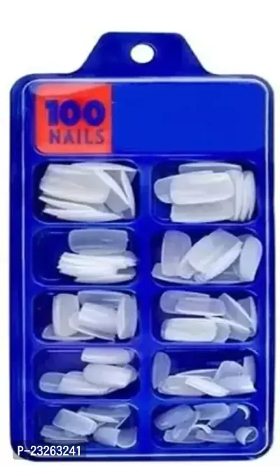 artificial nails with glue white  (Pack of 100)-thumb0