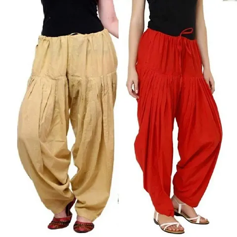 Trendy Women's Cotton Solid Salwars (Pack Of 2)