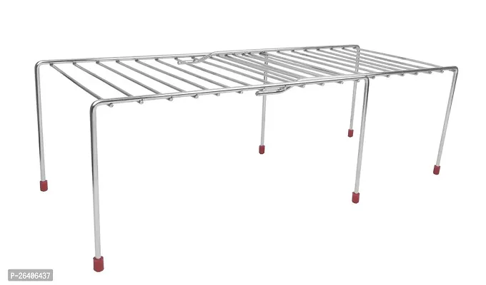 Dialust Stainless Steel Multipurpose Expandable Kitchen Storage Shelves Racks For Kitchen Cabinets, Multicolour