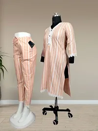 Classic Khadi Cotton Stitched Kurta Pant Set For Women-thumb3