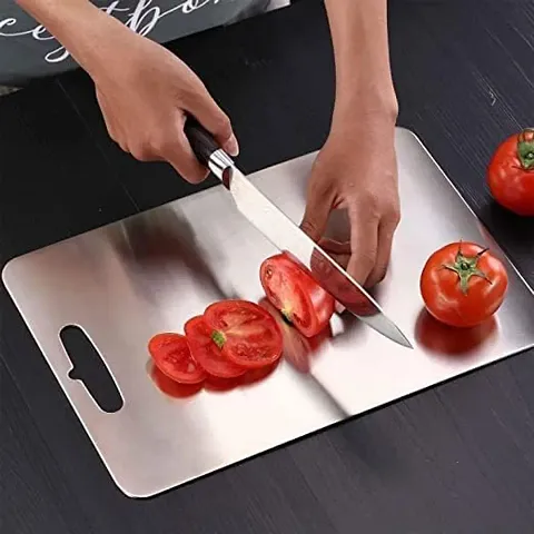 Homes Rectangle Stainless Steel Medium Chopping Board For Cutting Durable Chopping Board (M, 20X28 Cm)