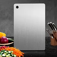 Organizemee Large Chopping Board Stainless Steel Metal Cutting Kitchen,Heavy Duty Choping-Board Vegetable, Meats Vegitable Chopper Boards,Safe Durable With Anti-Skid Silicon Pad (Large)(36Cm X 25Cm)-thumb4