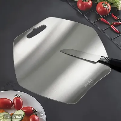Homes Hexagonal Stainless Steel Cutting Chopping Kneading Board For Kitchen Medium | 34 Cm X 31 Cm