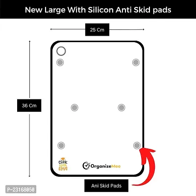 Organizemee Large Chopping Board Stainless Steel Metal Cutting Kitchen,Heavy Duty Choping-Board Vegetable, Meats Vegitable Chopper Boards,Safe Durable With Anti-Skid Silicon Pad (Large)(36Cm X 25Cm)-thumb2