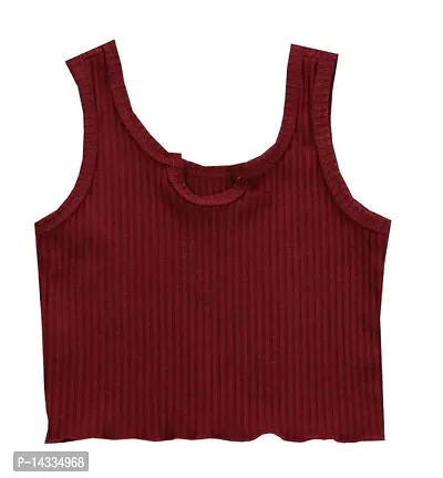 Elegant Maroon Polyester Self Design Crop Top For Women-thumb0