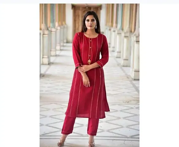 Elegant Rayon Kurta With Pant Set For Women