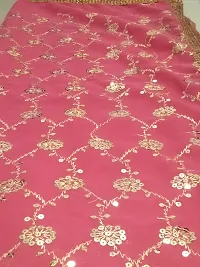 Stylish Pink Georgette Sequined Saree With Blouse Piece For Women-thumb1