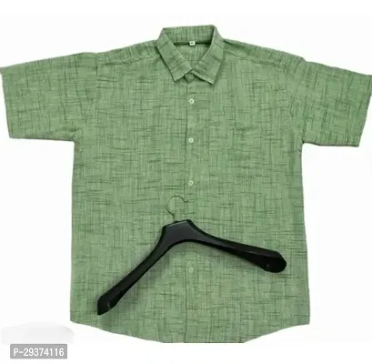 Stylish Green Cotton Casual Shirt For Men-thumb0