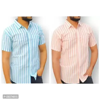 Stylish Multicoloured Cotton Casual Shirt For Men Pack Of 2