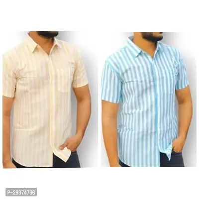 Stylish Multicoloured Cotton Casual Shirt For Men Pack Of 2