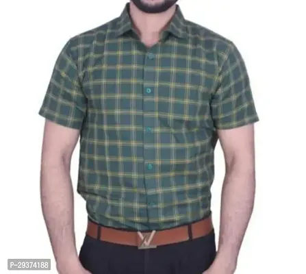 Stylish Green Cotton Casual Shirt For Men