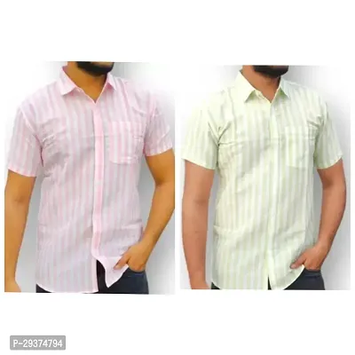 Stylish Multicoloured Cotton Casual Shirt For Men Pack Of 2