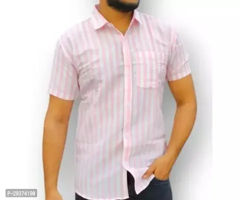 Stylish Pink Cotton Casual Shirt For Men-thumb0