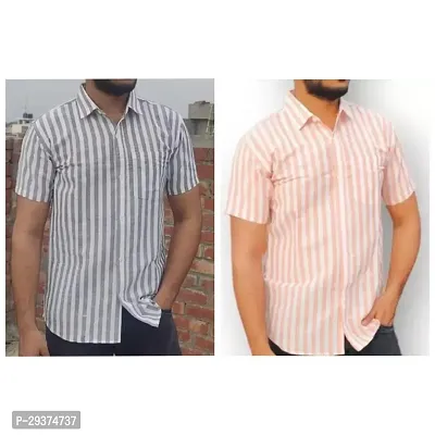 Stylish Multicoloured Cotton Casual Shirt For Men Pack Of 2