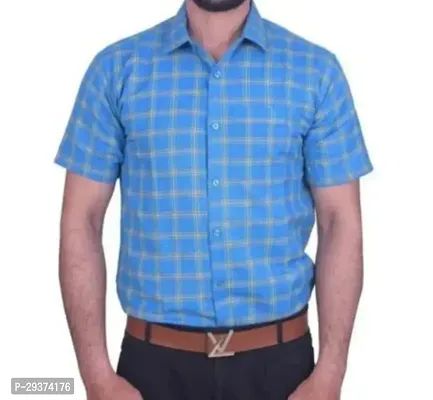 Stylish Blue Cotton Casual Shirt For Men